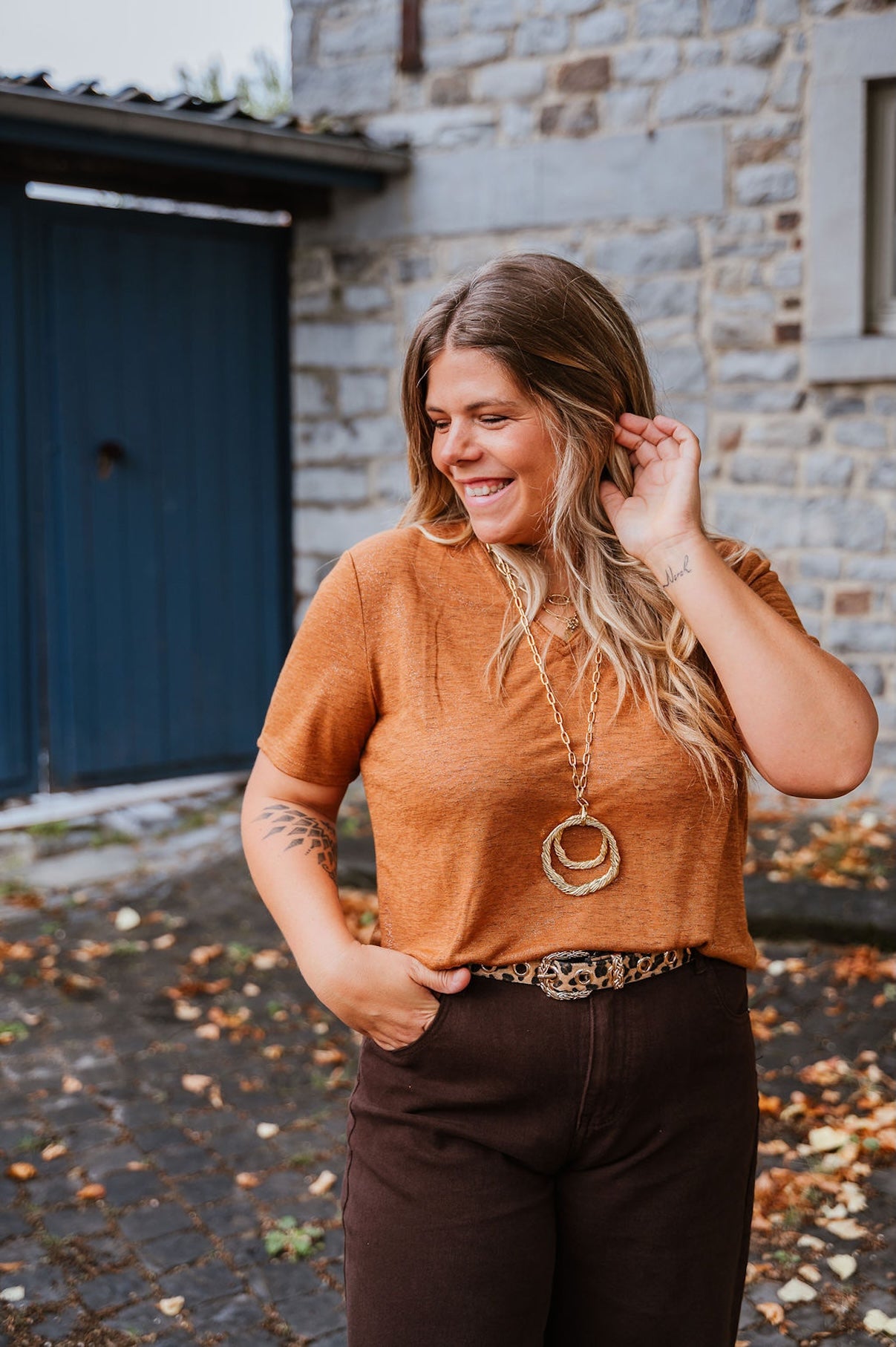 Camiseta Aria color camello