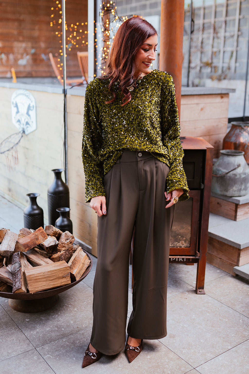 Olijfgroene Poline Blouse