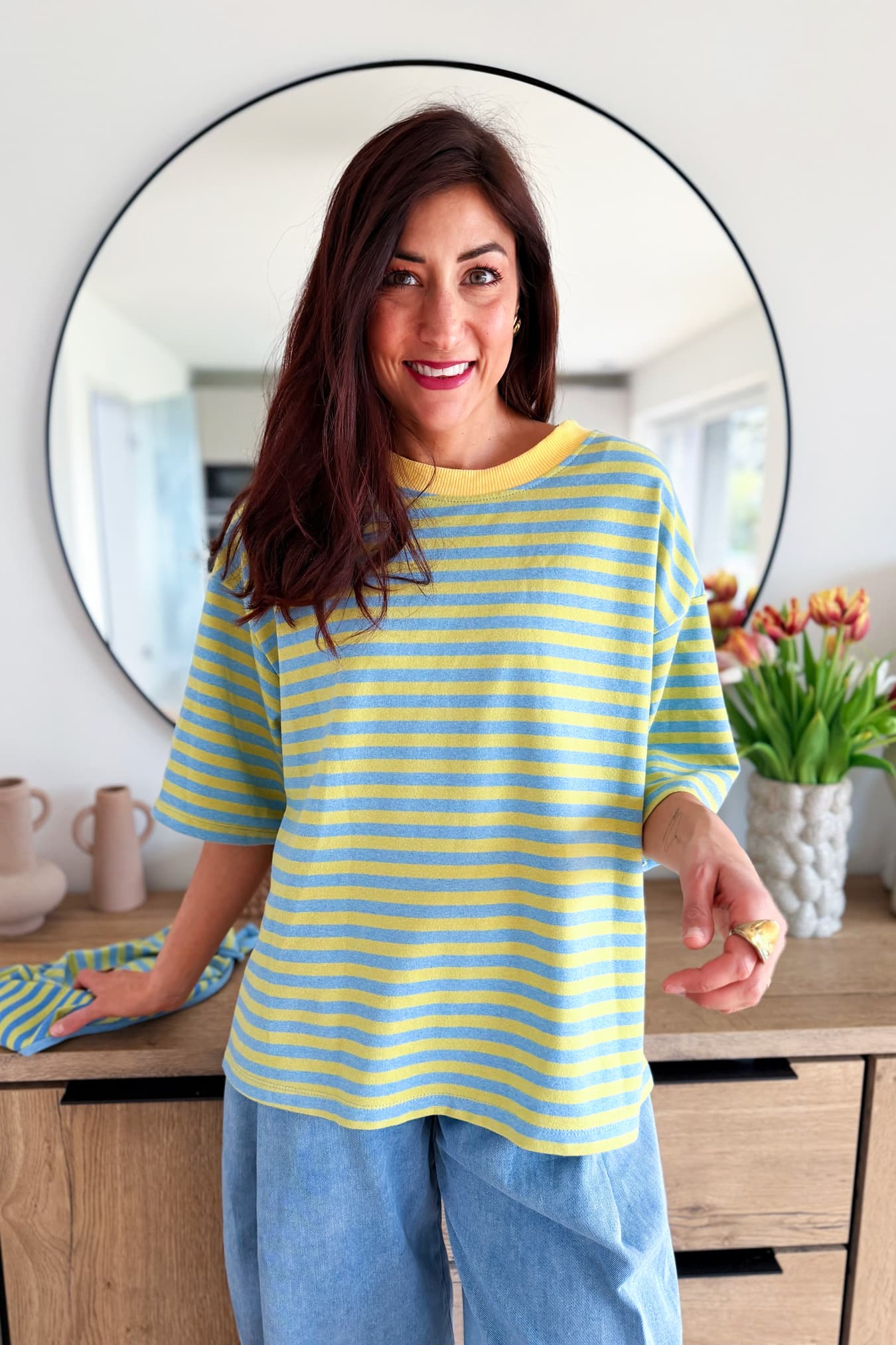 Blouse CONNY (avec foulard) vert et bleu