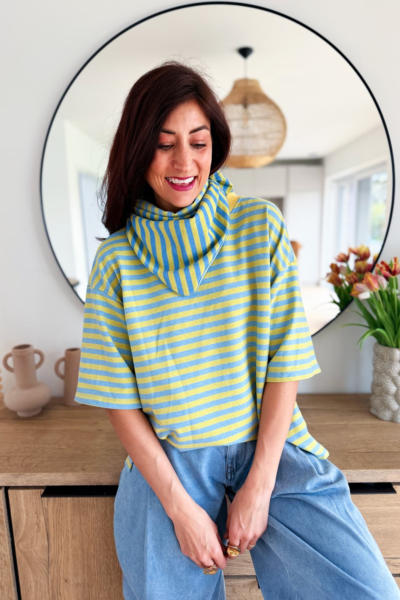 Blouse CONNY (avec foulard) vert et bleu