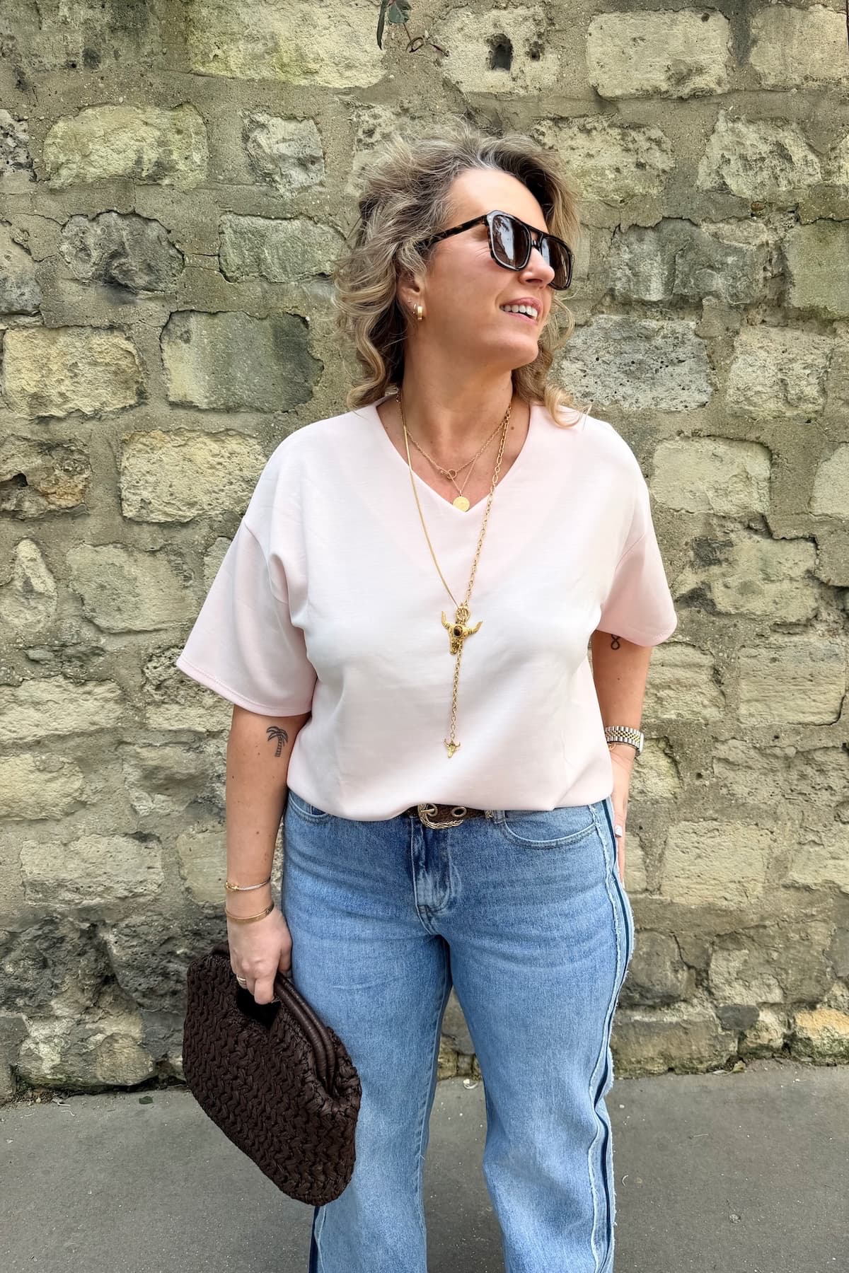Tee EDITH CURVE rose (précommande)