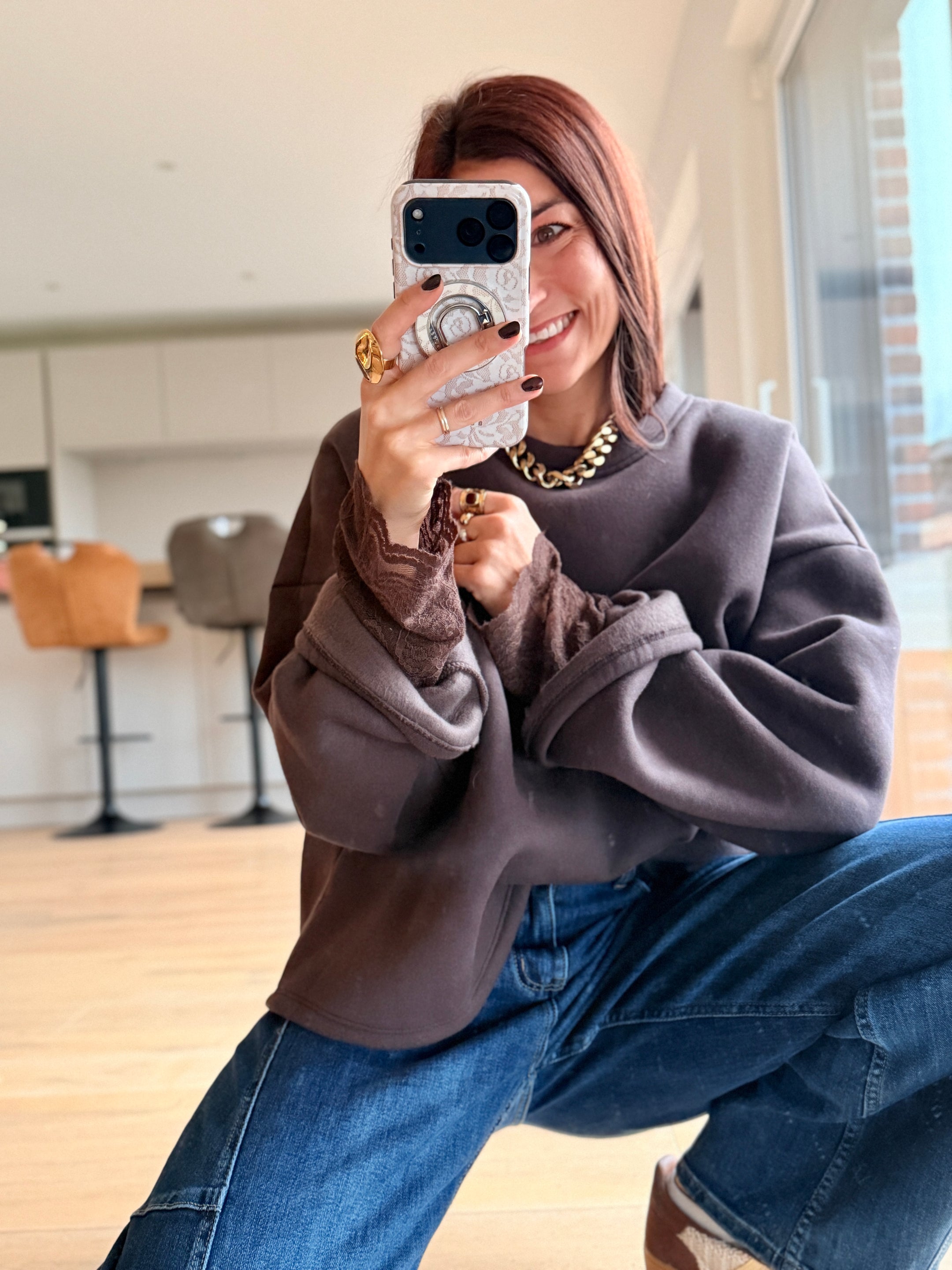 Brown Sweatshirt Mommy