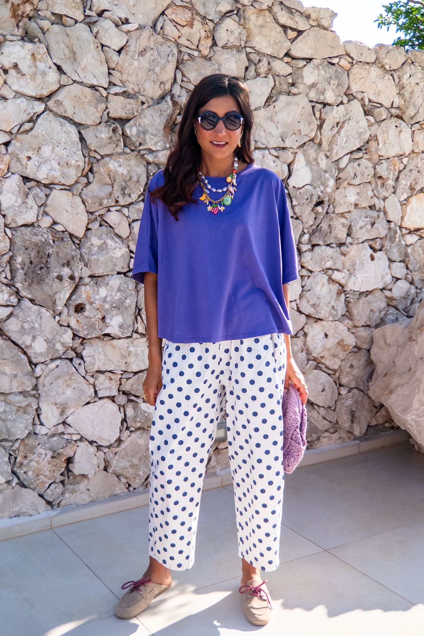 Bianca blue polka dot pants