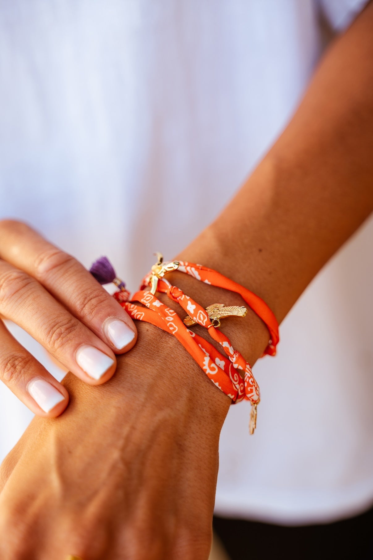 Collier tissus orange