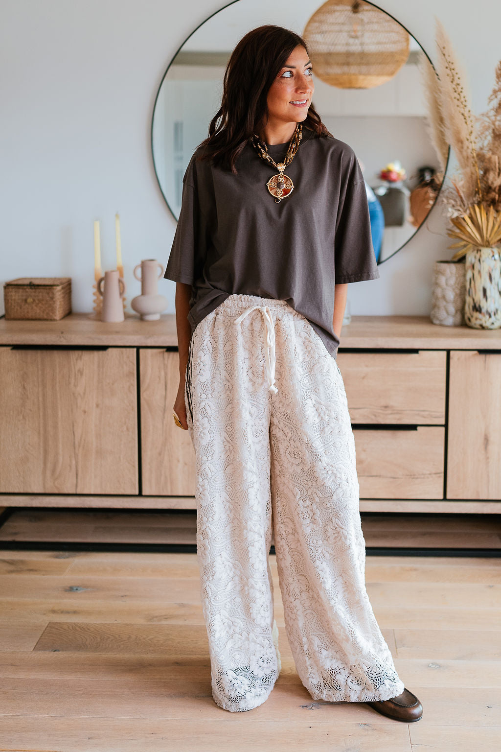 Pantalon dentelle ZAO écru